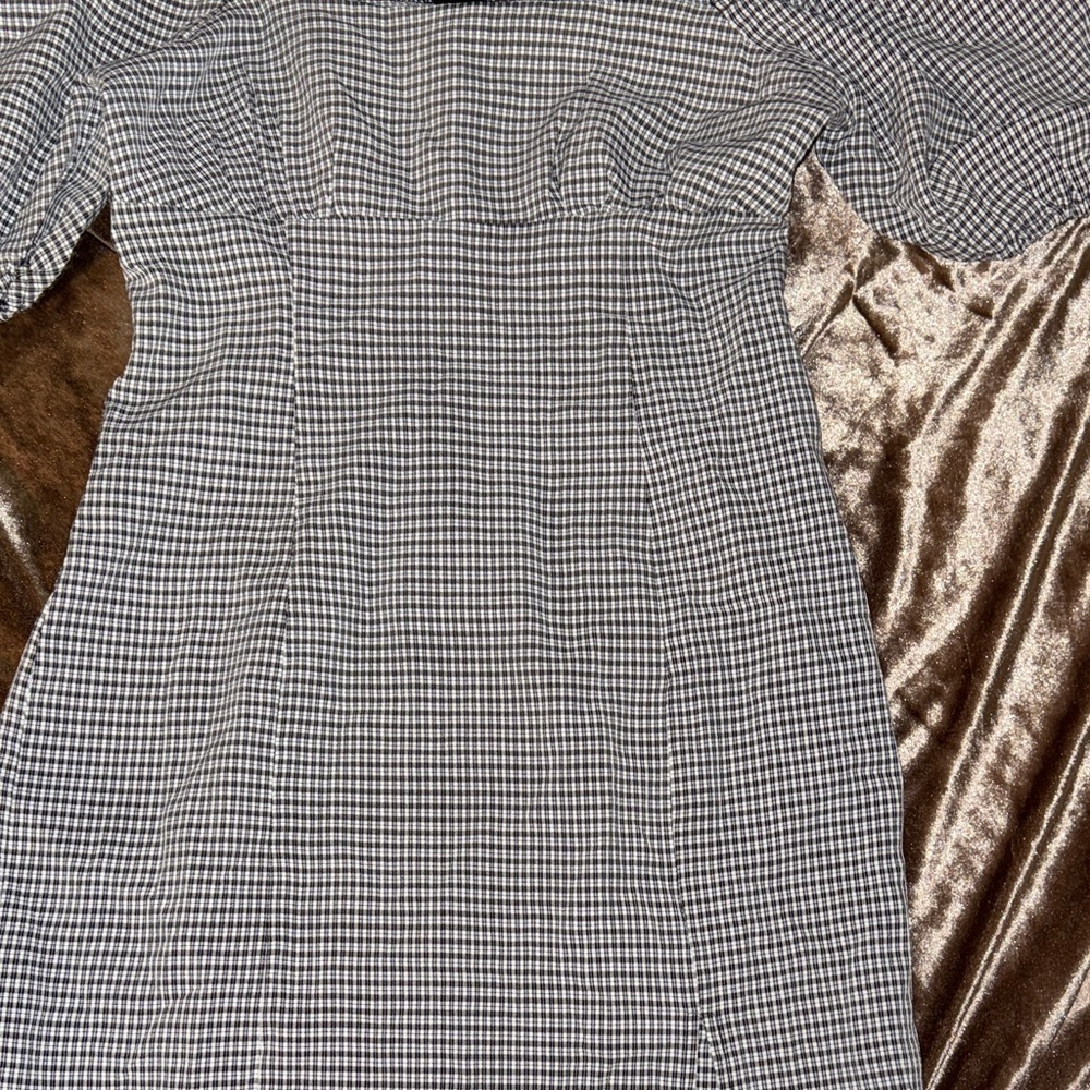 Forever 21 Black and White Gingham One-Shoulder Mini Dress - Picture 3 of 9